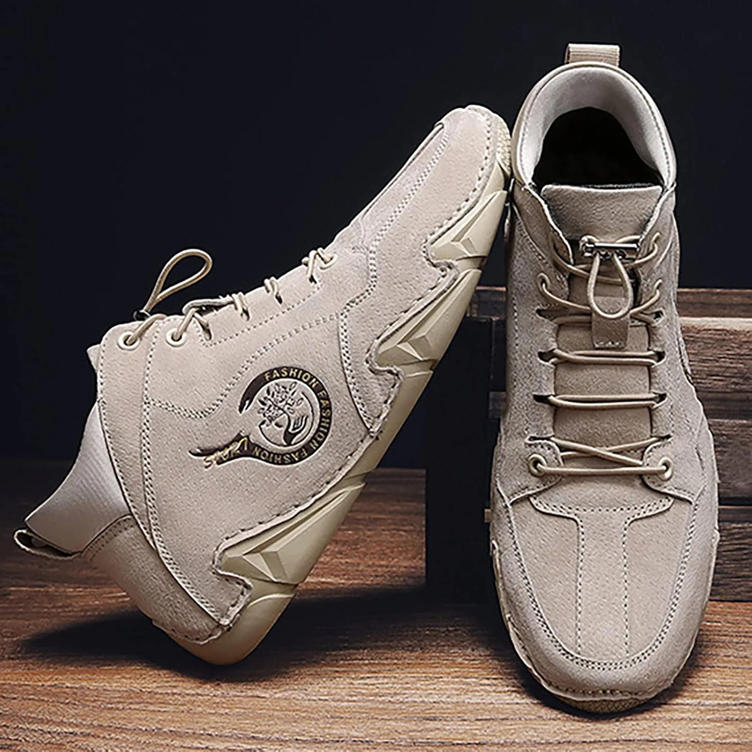 New Spring and Men's Suede Korean High Top Short Boots Shoe Sneaker Men