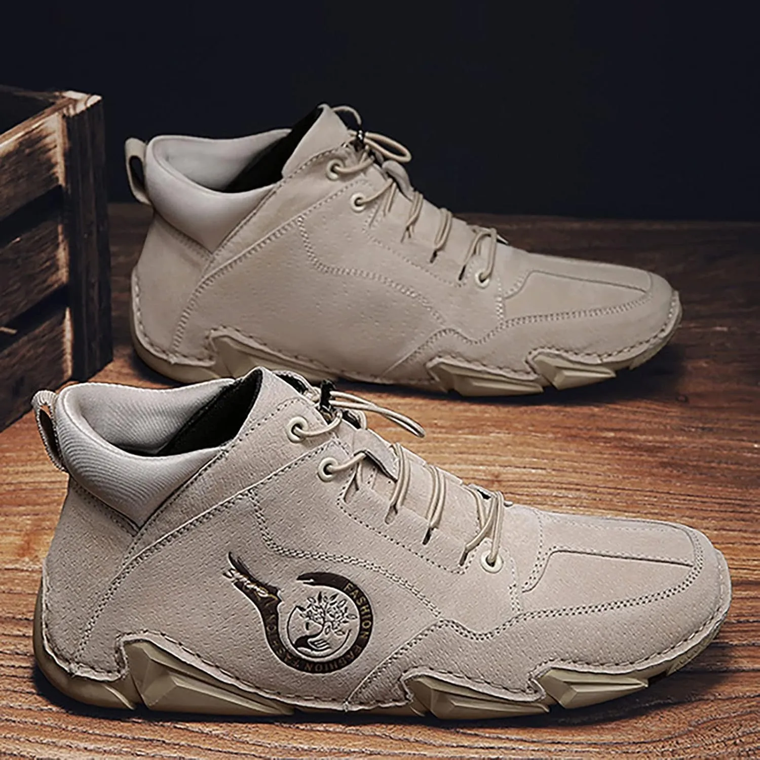 New Spring and Men's Suede Korean High Top Short Boots Shoe Sneaker Men