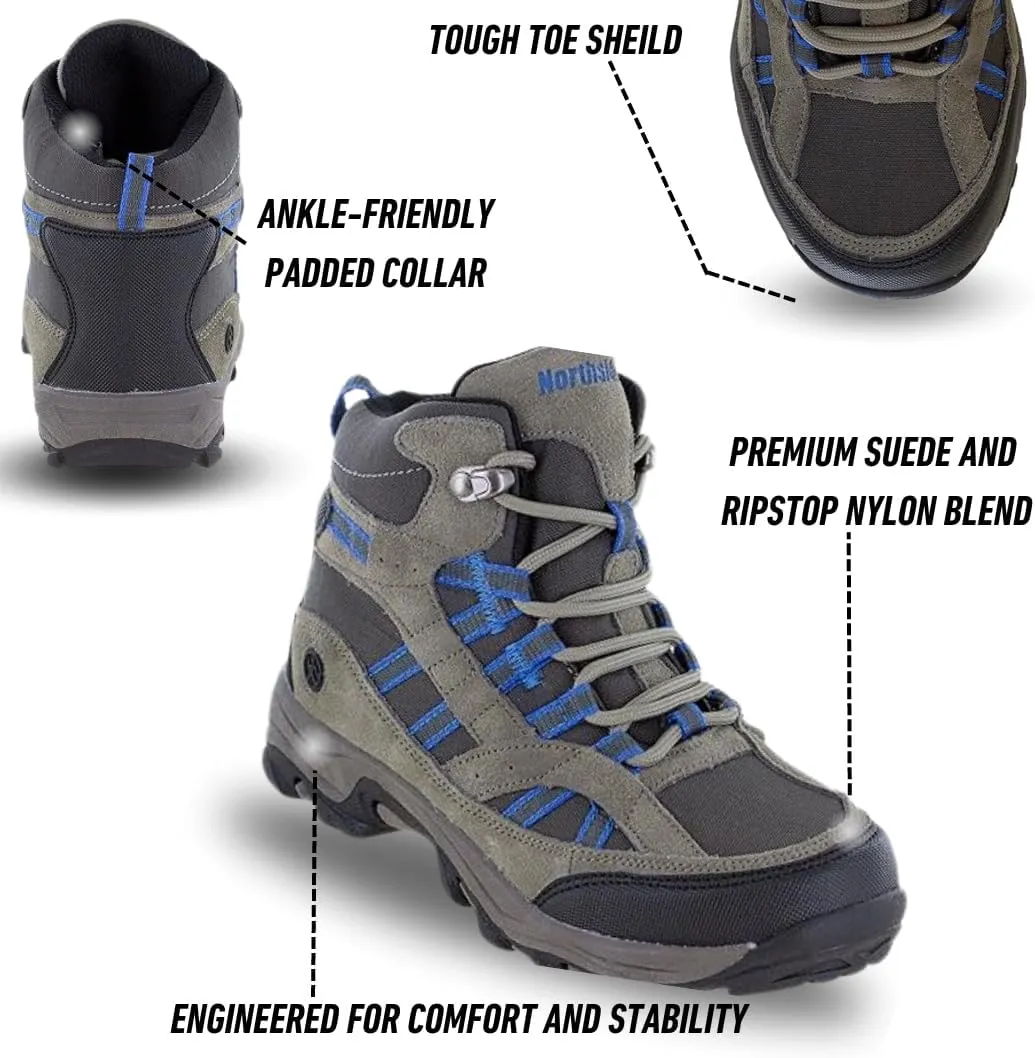 Northside Unisex-Child Rampart Mid Hiking Boots - Lightweight Performance | Suede/Ripstop Nylon Moisture-Wicking Quick Lace-Up Durable TPR Outsole | Kids Hiking Adventure Essential