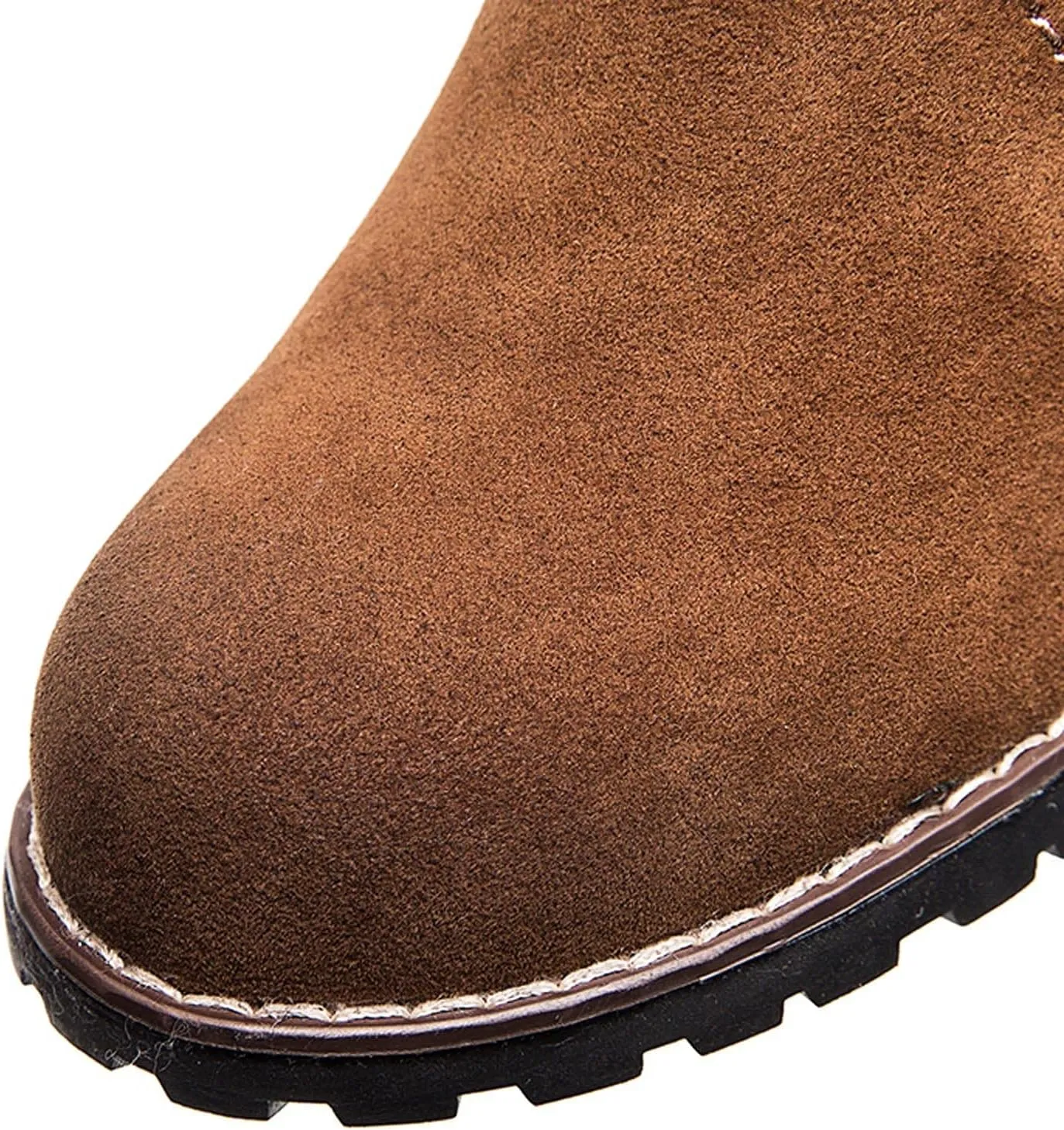 oiangi Womens Booties and Ankle Boots Round Toe Side Zipper Buckle Strap Mid Chunky Heel Boots Outdoor Ladies Casual Shoes