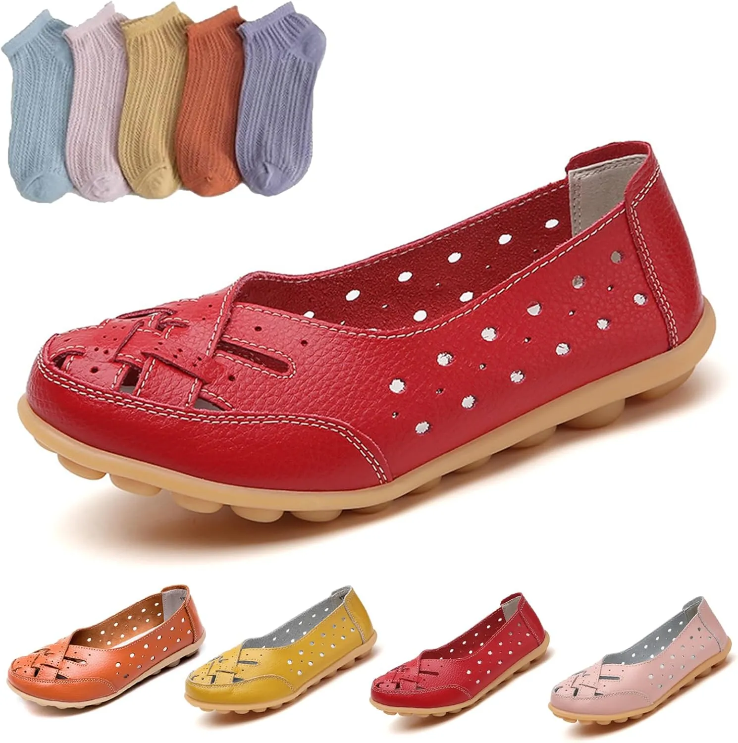 Orthopedic Loafers for Women, Orthopedic Loafers in Breathable Leather, Womens Casual Soft Leather Slip-on Flat Breathable Loafers