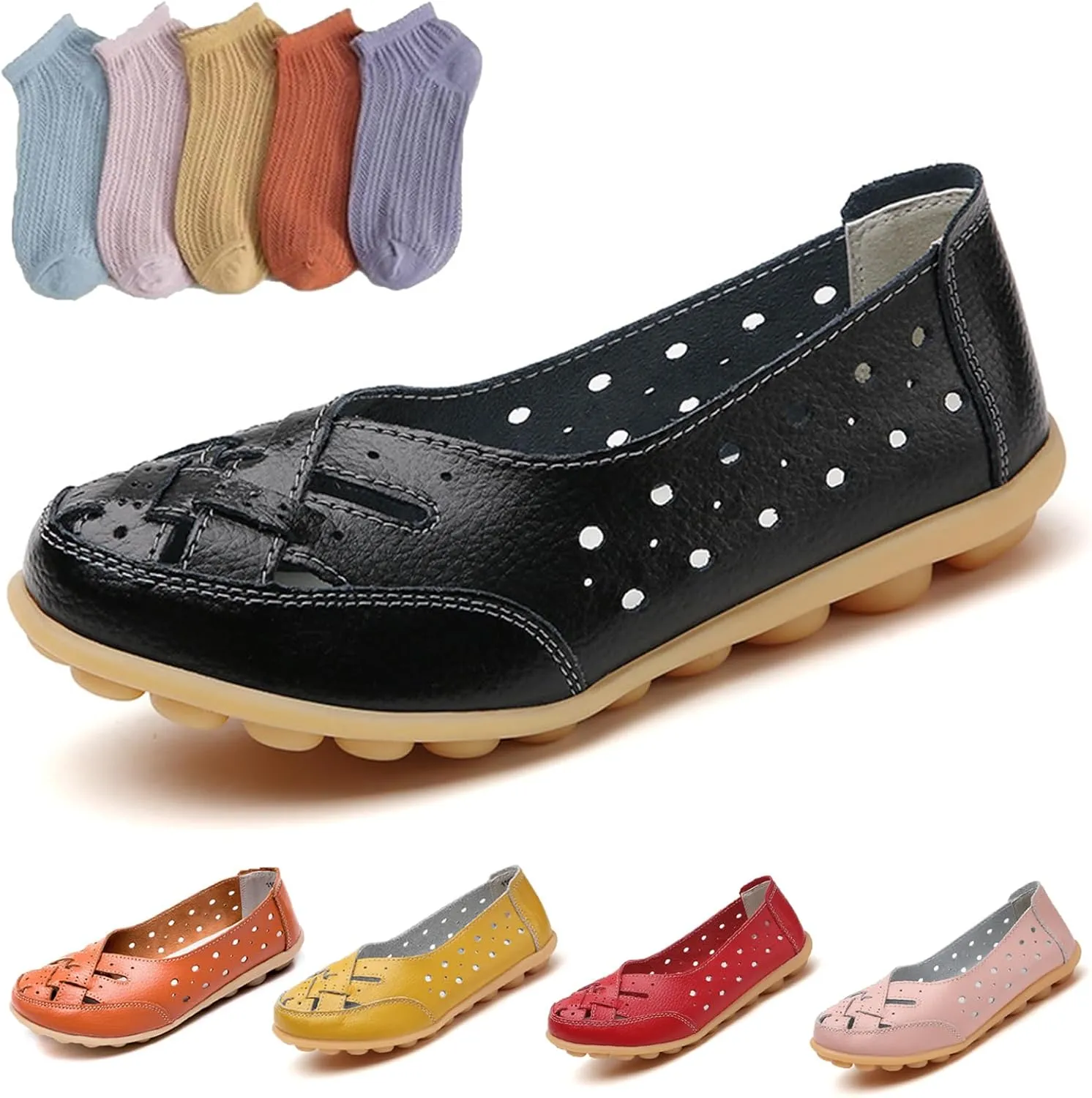 Orthopedic Loafers for Women, Orthopedic Loafers in Breathable Leather, Womens Casual Soft Leather Slip-on Flat Breathable Loafers