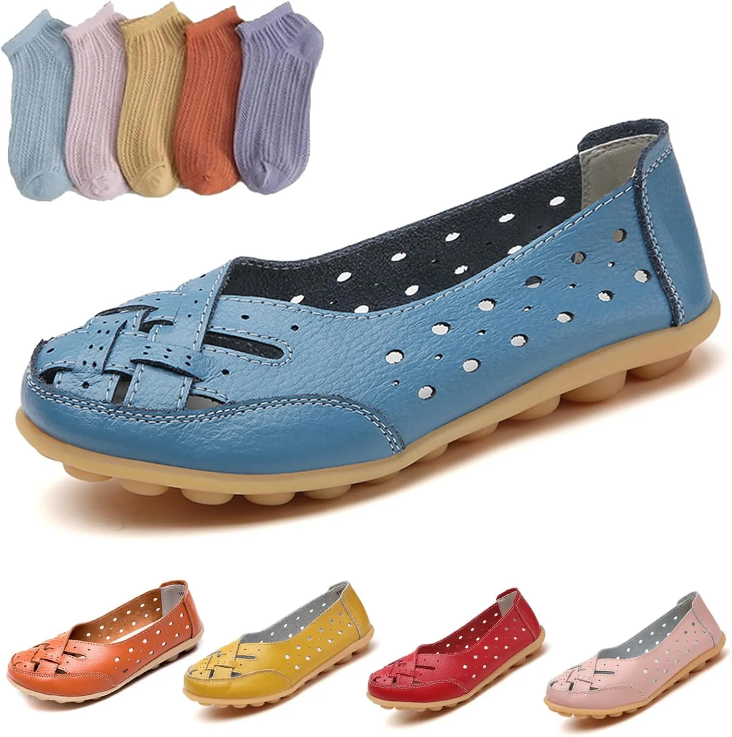 Orthopedic Loafers for Women, Orthopedic Loafers in Breathable Leather, Womens Casual Soft Leather Slip-on Flat Breathable Loafers