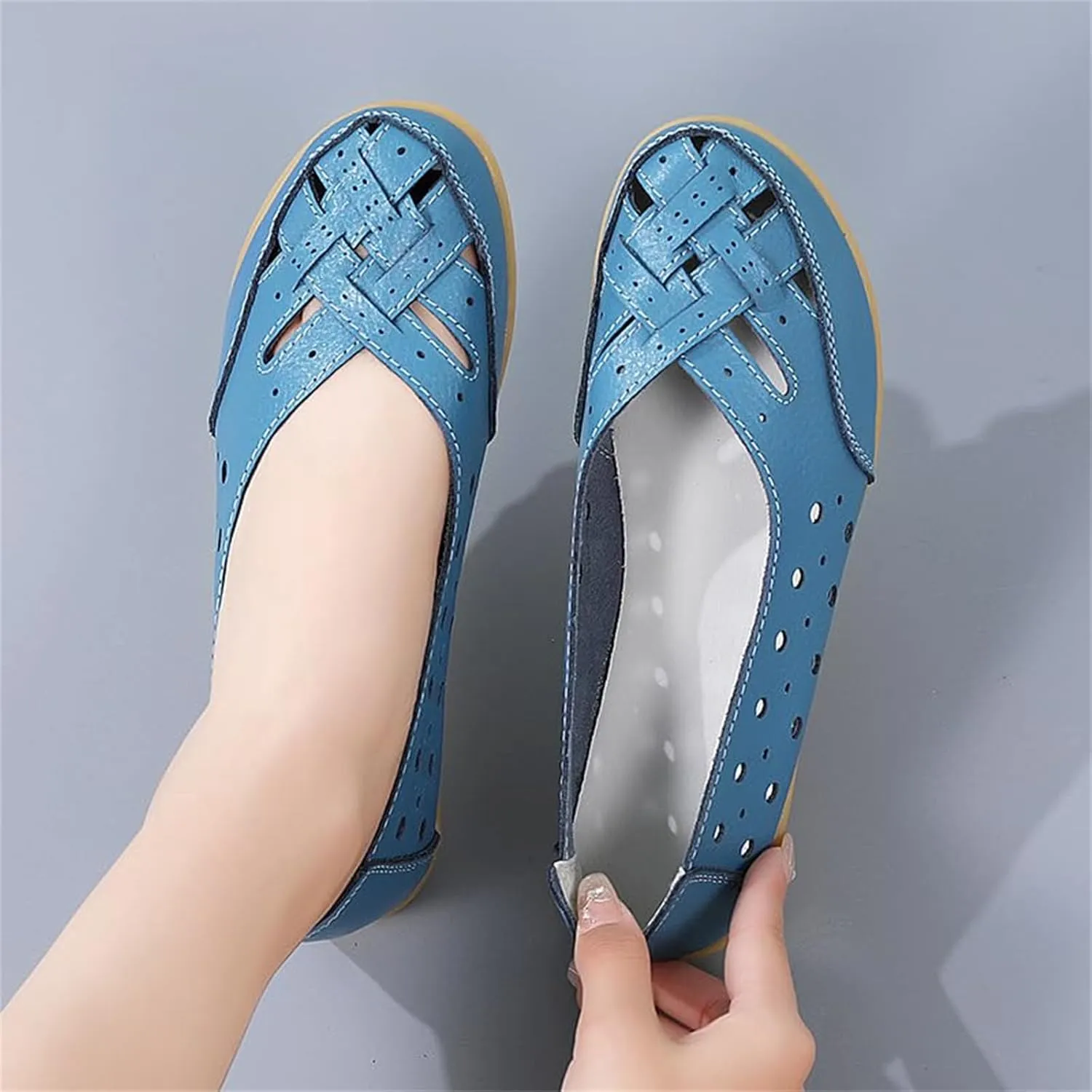 Orthopedic Loafers in Breathable Leather Owlkay Womens Casual Soft Leather Slip-On Flat Breathable Loafers Stylendy Orthopedic Loafers (White,7)
