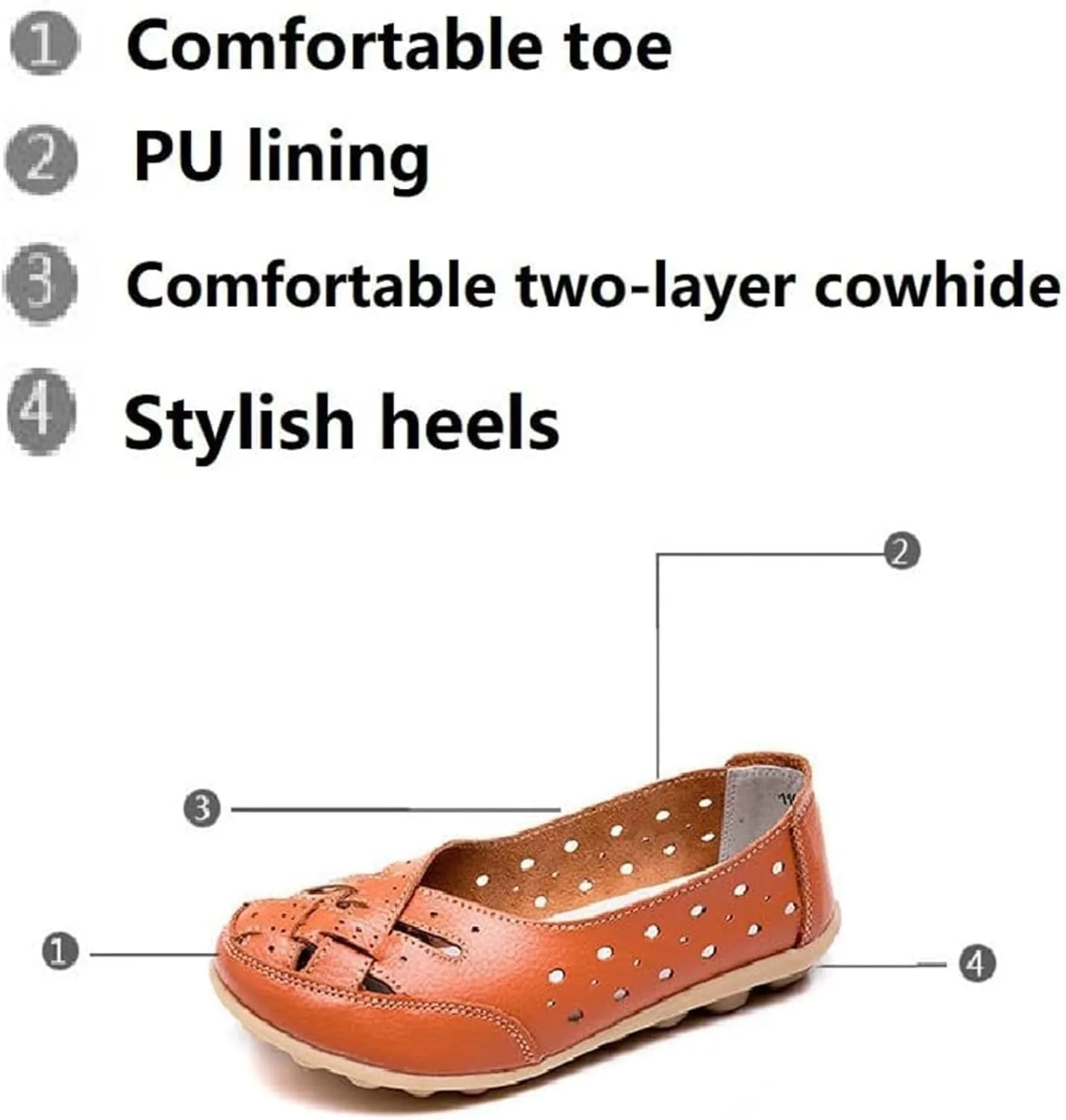 Orthopedic Loafers in Breathable Leather Owlkay Womens Casual Soft Leather Slip-On Flat Breathable Loafers Stylendy Orthopedic Loafers (White,7)
