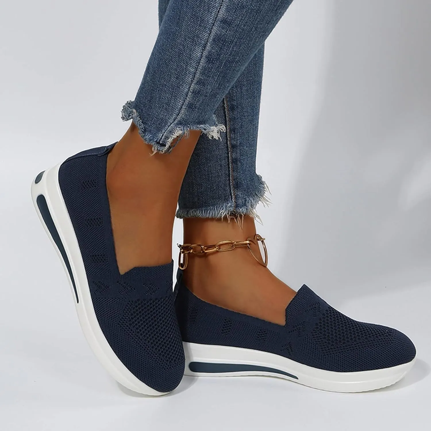 Orthopedic Shoes for Women Slip On Breathable Mesh Sneakers Non Slip Thick Sole Comfortable Casual Shoes