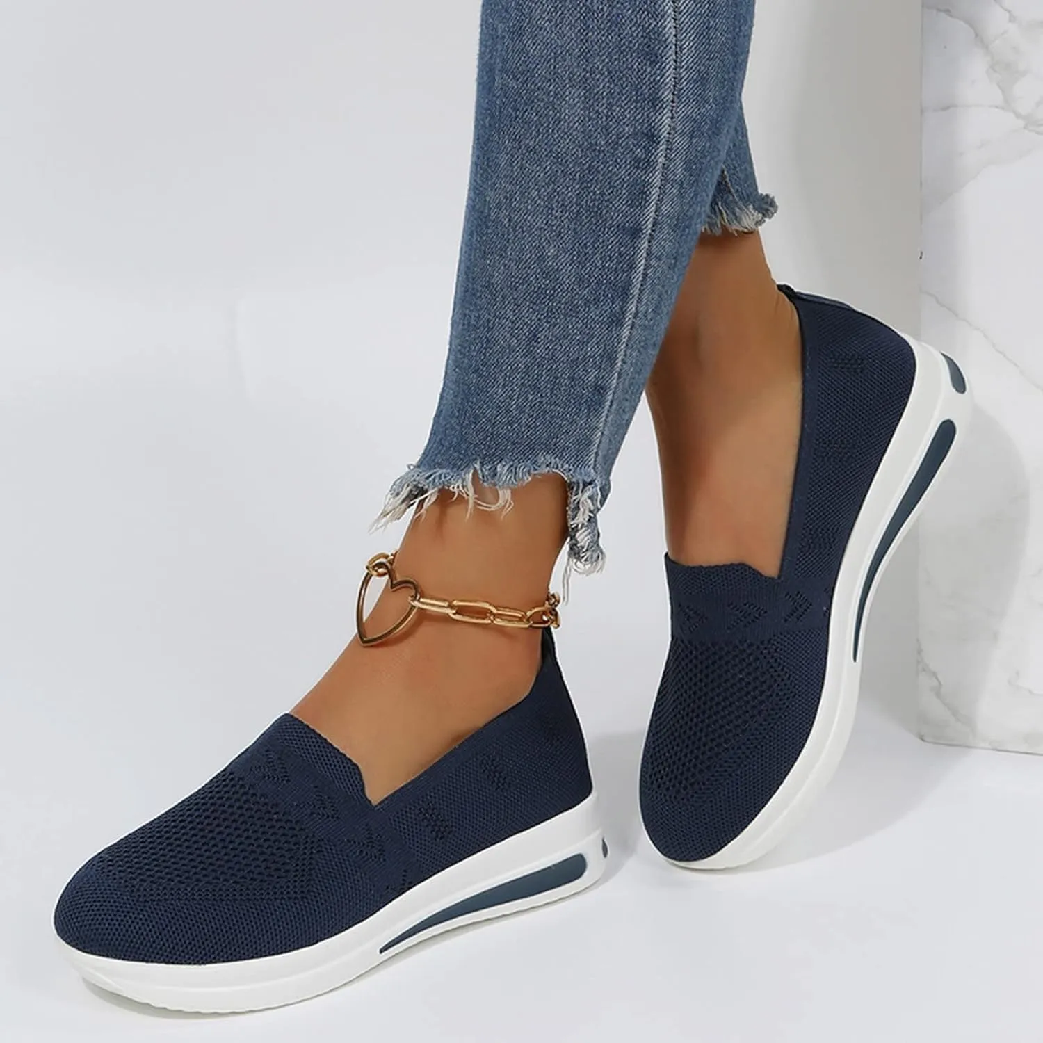 Orthopedic Shoes for Women Slip On Breathable Mesh Sneakers Non Slip Thick Sole Comfortable Casual Shoes