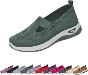 Orthowalkway Womens Shoes, Spring Summer Orthopedic Arch Support Mesh Breathable Cut-Out Soft Sneakers Breathable and Comfortable