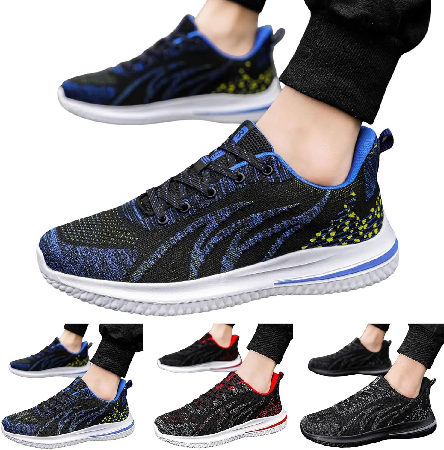 Outdoor Jogging Sneakers for Men Lightweight Breathable Walking Shoe Gym Tennis Lightweight Work Shoes for Men