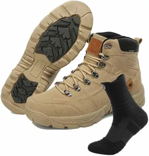 Outdoor Military Tactical Boots, Men's Waterproof Hiking Boots with Sports Socks Lightweight Work Boots Durable Combat Boots Men's Tactical Army Boots