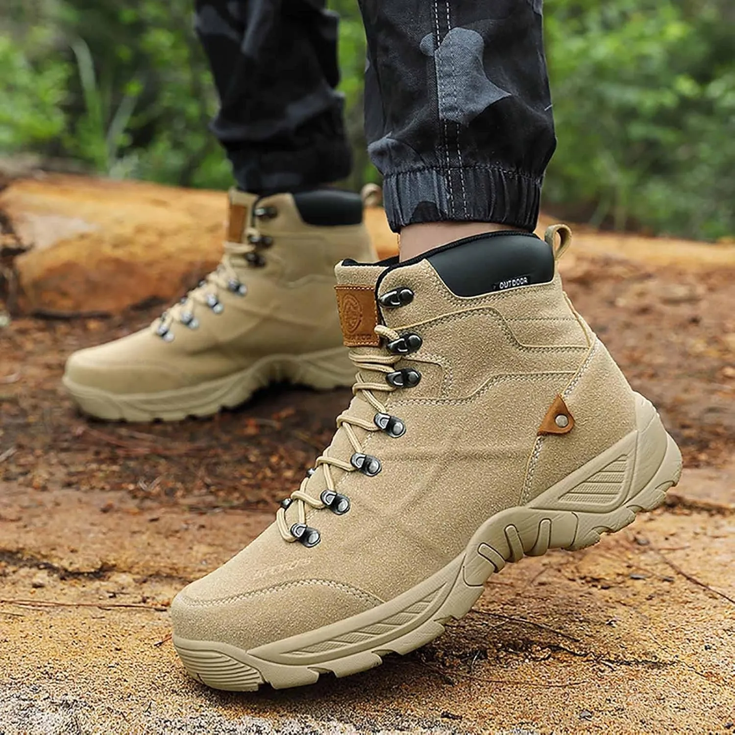 Outdoor Military Tactical Boots, Men's Waterproof Hiking Boots with Sports Socks Lightweight Work Boots Durable Combat Boots Men's Tactical Army Boots