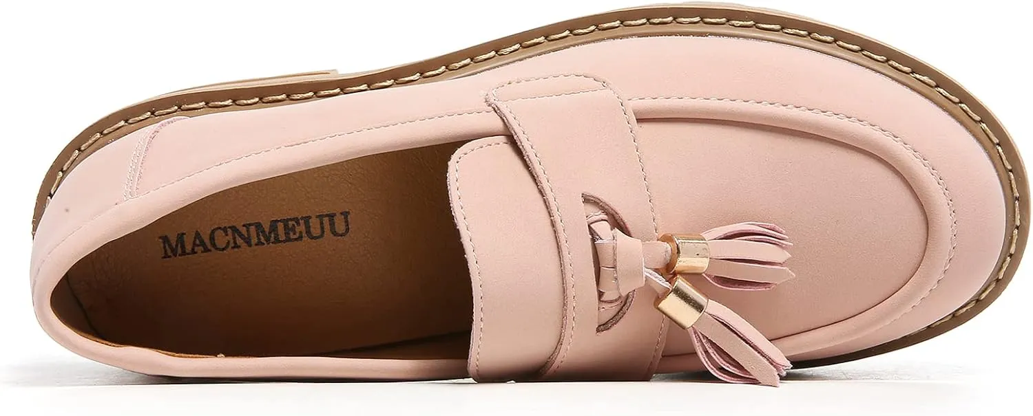 Platform Loafers for Women Patent Leather Loafers for Women Tassel Slip On Loafers Faux Leather