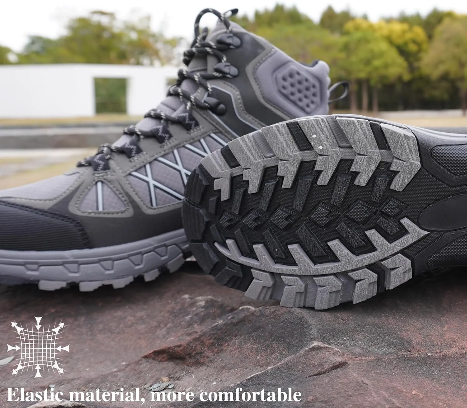 Queday Men's Hiking Boots Waterproof Outdoor Lightweight Trekking Shoes Ankle High Boots