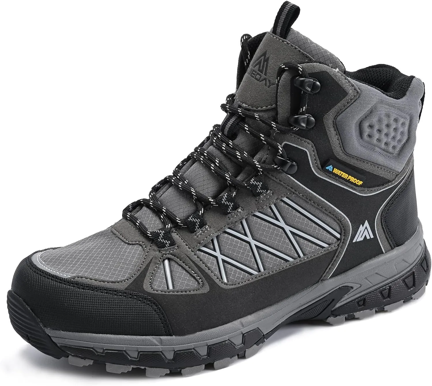 Queday Men's Hiking Boots Waterproof Outdoor Lightweight Trekking Shoes Ankle High Boots