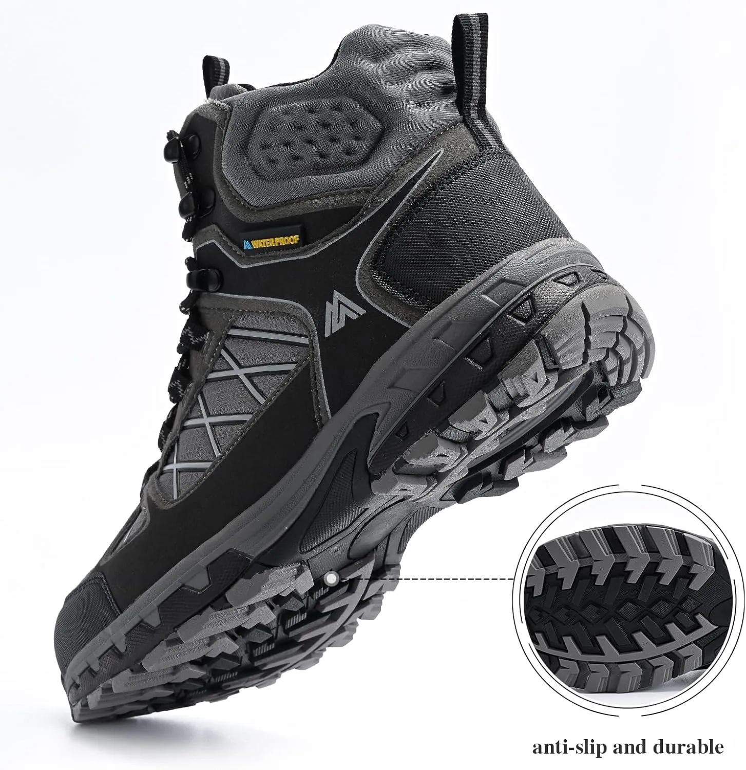 Queday Men's Hiking Boots Waterproof Outdoor Lightweight Trekking Shoes Ankle High Boots