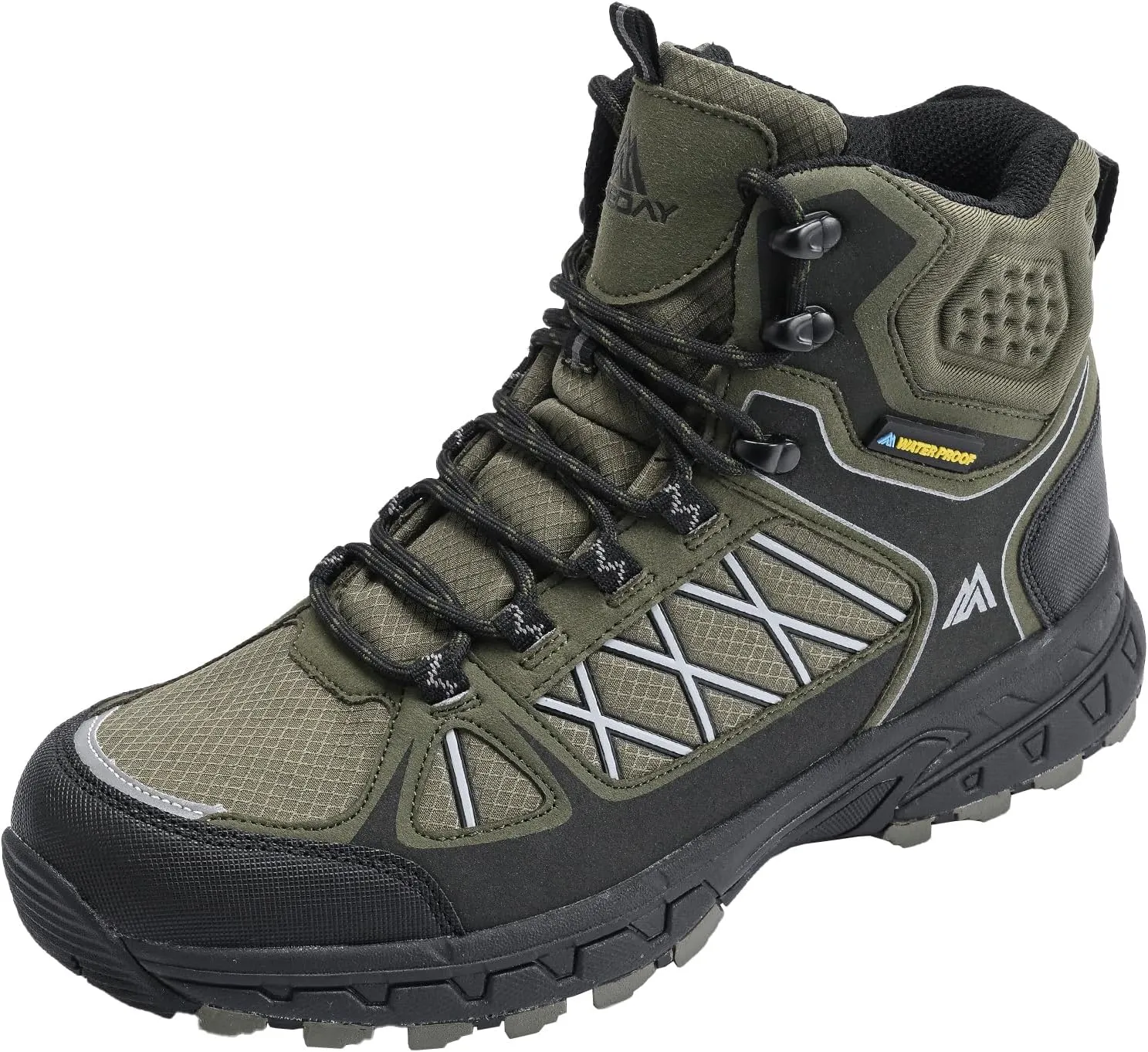 Queday Men's Hiking Boots Waterproof Outdoor Lightweight Trekking Shoes Ankle High Boots