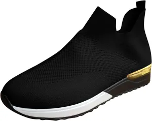 Running Shoes for Women Wide Width Women's Slip On Shoes Wide Toe Box Black Sneakers for Women Comfortable Size 11 All Black Tennis Shoes for Women Zapatos Sin Cordones para Mujer
