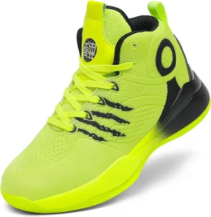 Sanearde Boys Grils Basketball Shoes High Top Youth Fashion Lightweight Volleyball Sneakers Comfortable Non-Slip Footwear