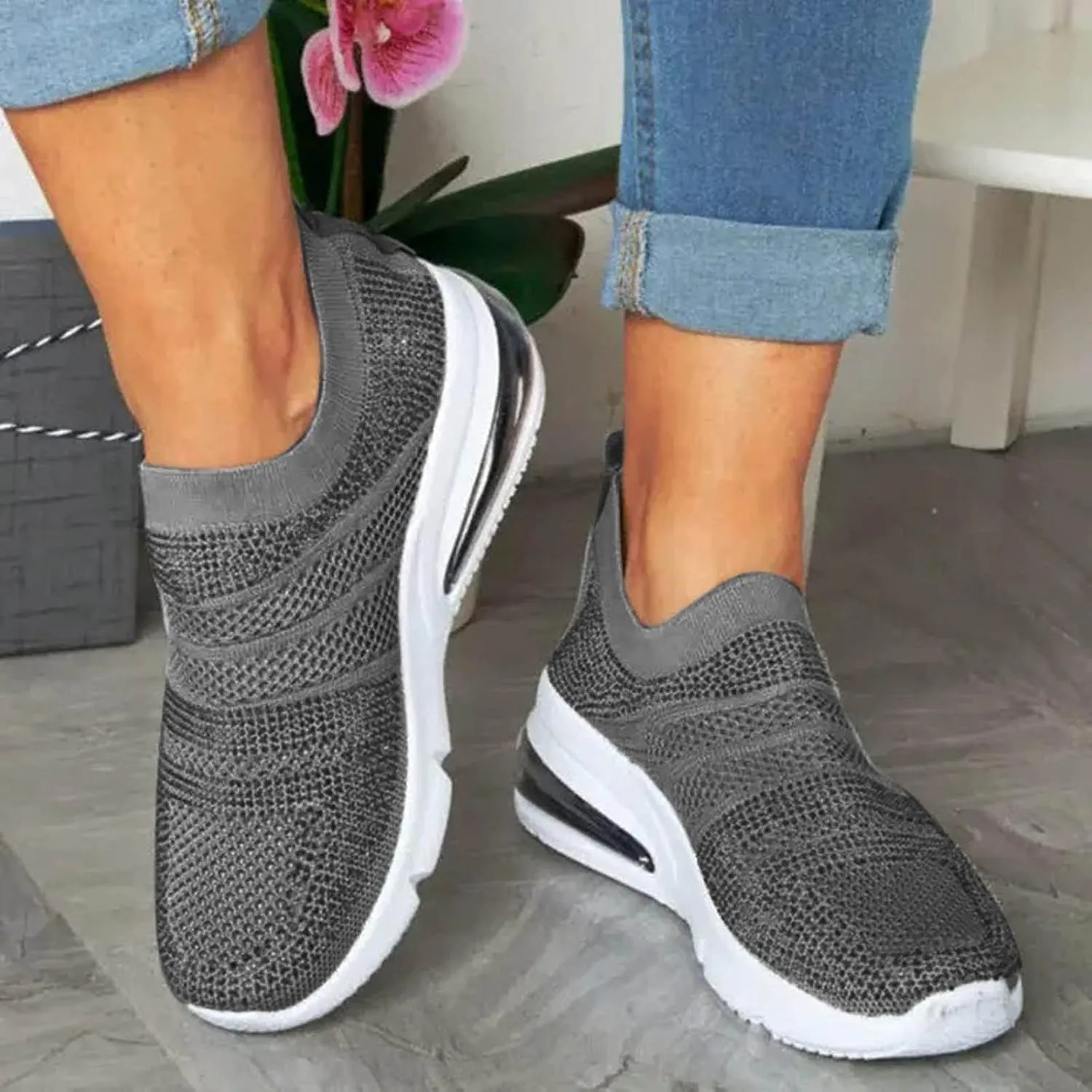 SBGMoSJ Womens High Top Sneakers Fashion Orthopedic Black Work Shoes for Women Slip On Tennis Shoes Women Wide Womens Running Shoes Size 10 Wide Extra Wide Slip On Tennis Shoes for Women
