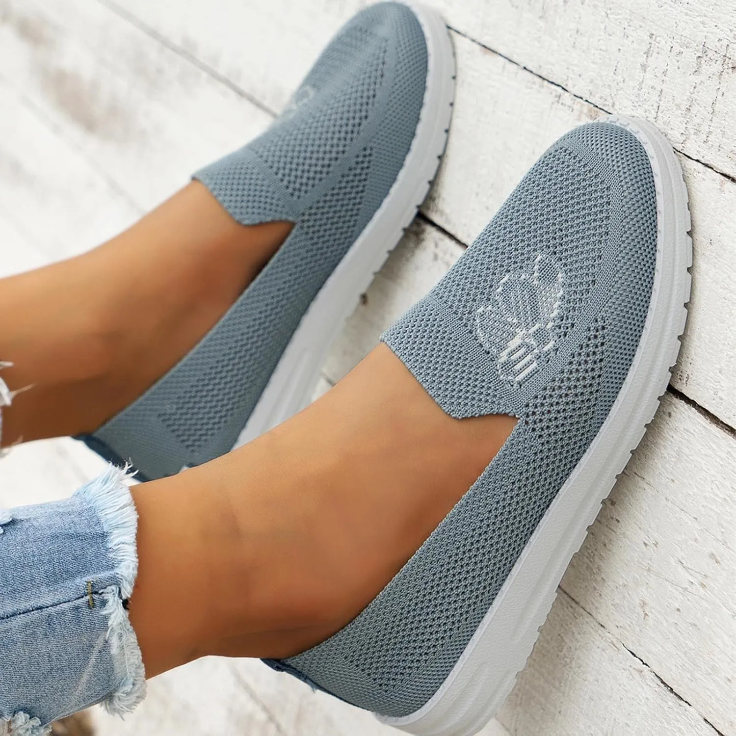 SBGMoSJ Womens Slip On Sneakers Size 7w Black Non Slip Tennis Shoes for Women Women's Running Shoes Size 8 Women's Sneakers Size 9 Slip On Zapatos para Mujer Antideslizante