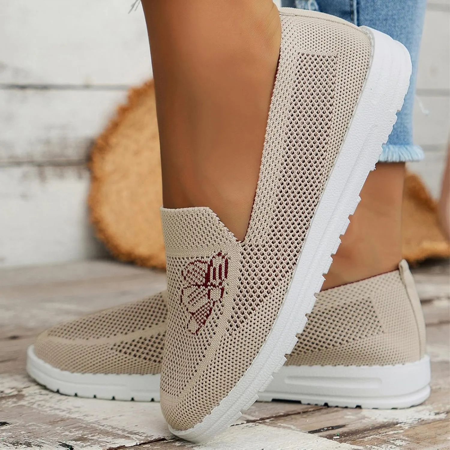 SBGMoSJ Womens Slip On Sneakers Size 7w Black Non Slip Tennis Shoes for Women Women's Running Shoes Size 8 Women's Sneakers Size 9 Slip On Zapatos para Mujer Antideslizante