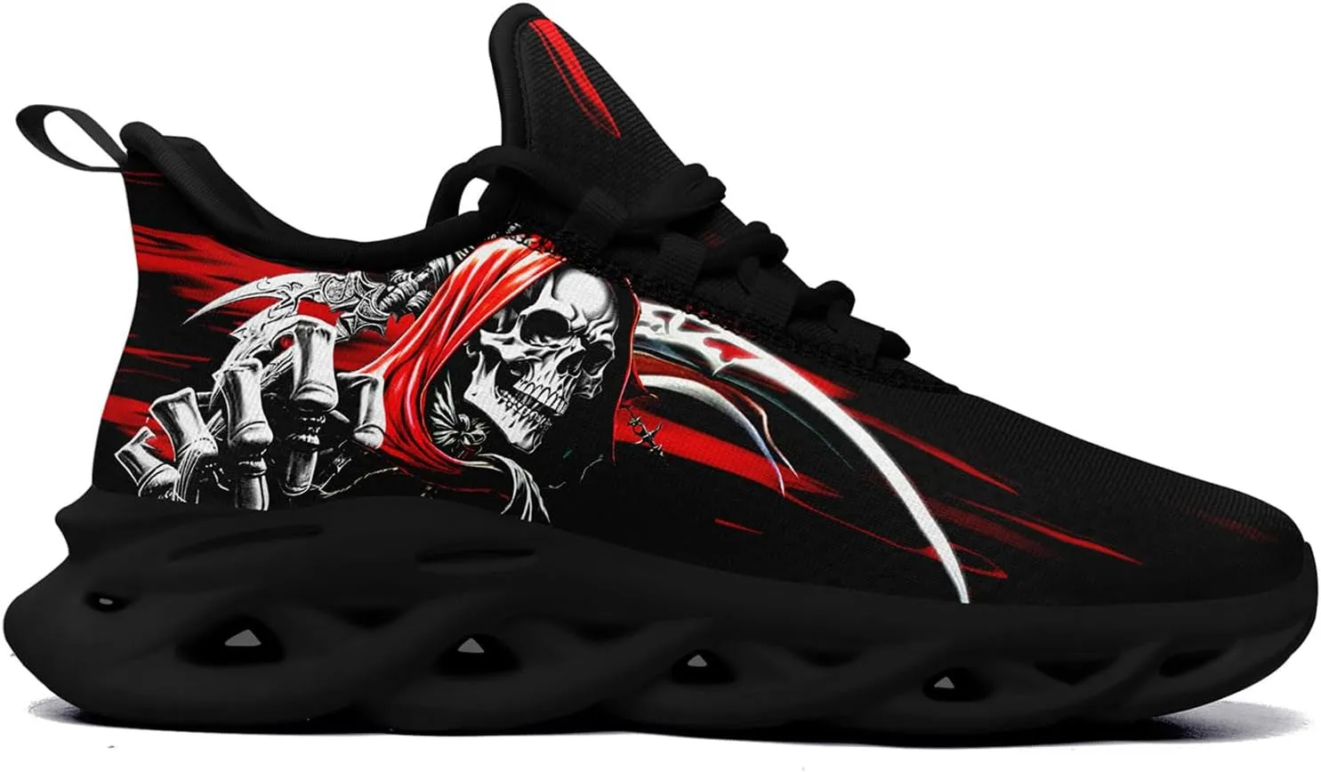 Skull Road Running Shoes for Men Women Athletic Cushioned Durable Sport Tennis Shoes Cool Scythe Cross-Training Sneakers