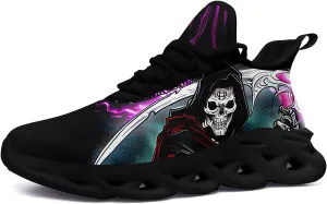 Skull Road Running Shoes for Men Women Athletic Cushioned Durable Sport Tennis Shoes Cool Scythe Cross-Training Sneakers