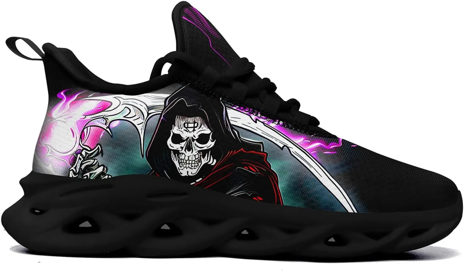Skull Road Running Shoes for Men Women Athletic Cushioned Durable Sport Tennis Shoes Cool Scythe Cross-Training Sneakers