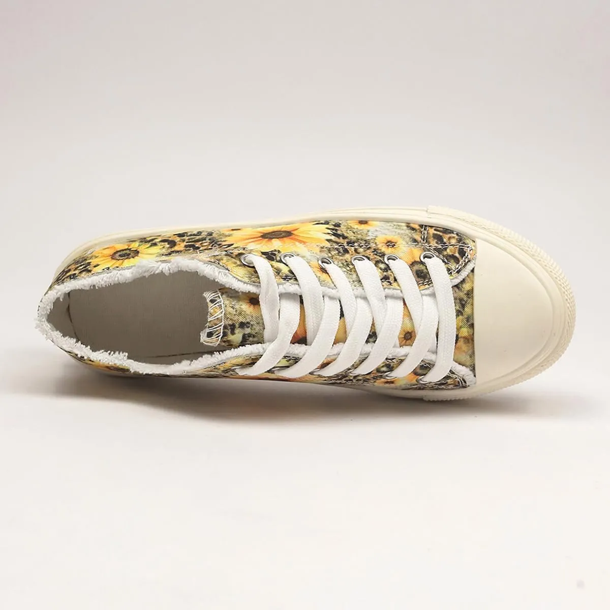 Sunflower Canvas Tennis Shoes for Women Low Top Casual Sneakers for Women Lace Up Fashion Comfortable Walking Shoes,Fashion Canvas Slip on Shoes,Women's Comfort Plush Foam Sneaker