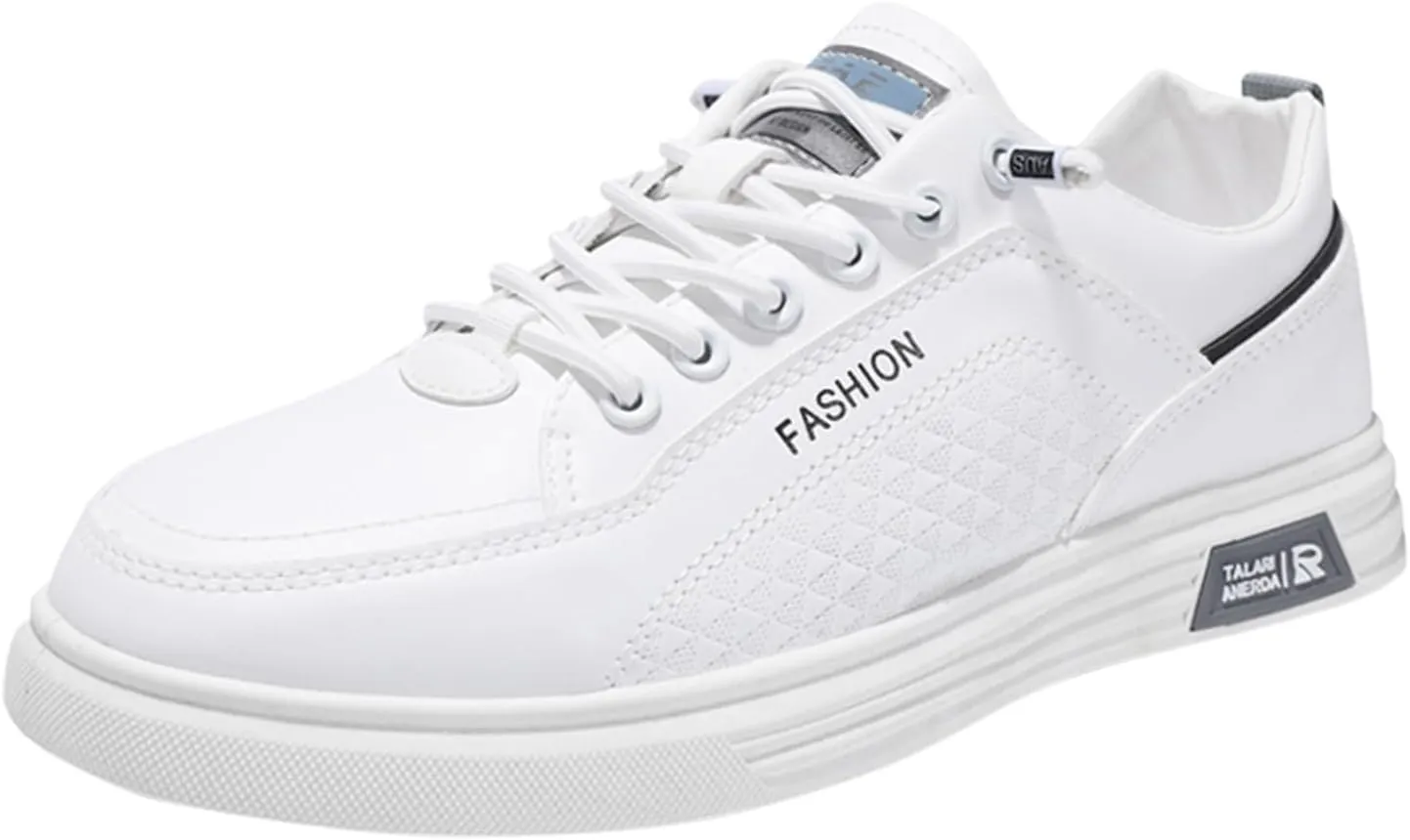 Tennis Walking Shoes Men's Fashion Round Toe Lace Up Leather White Shoes Casual Comfortable Breathable Sneakers