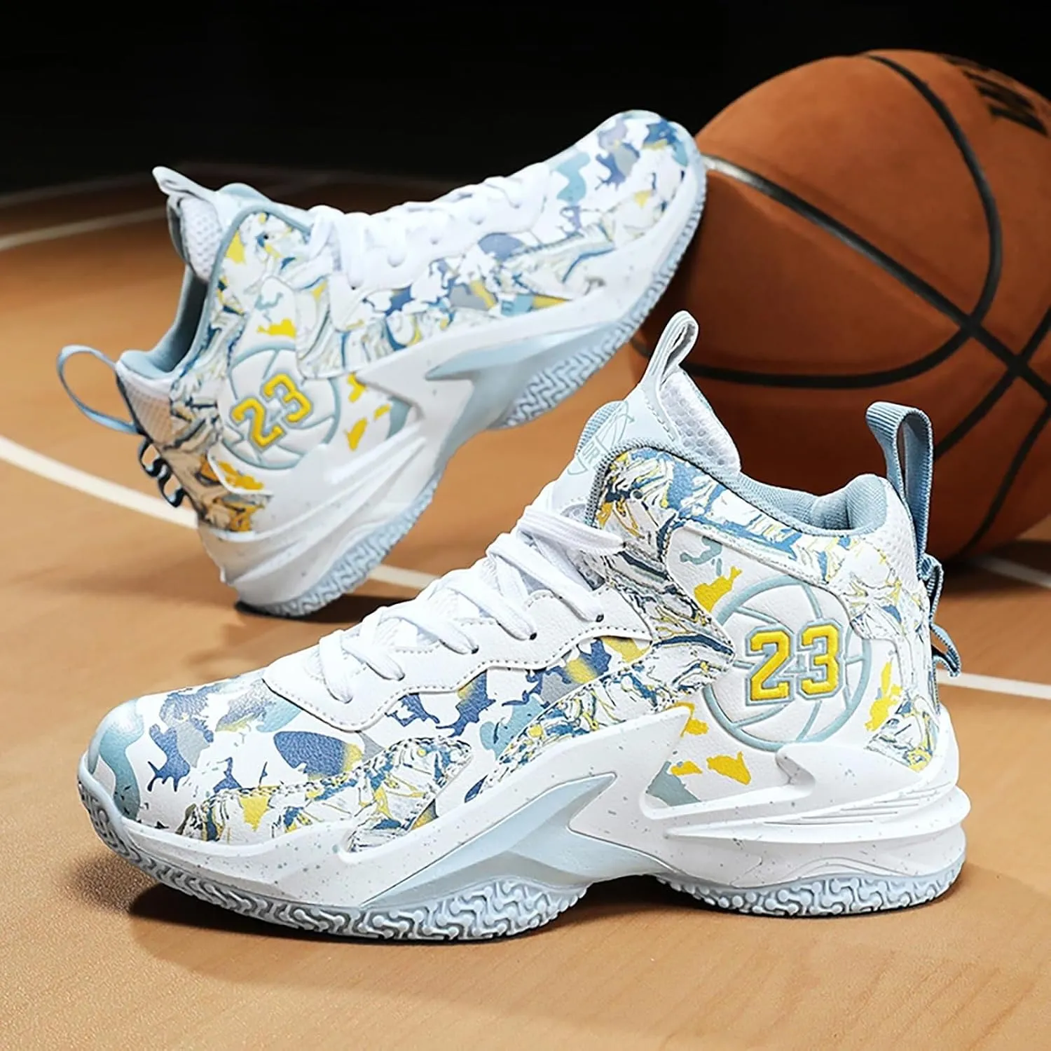 Unisex Breathable Basketball Shoes Anti Slip Wear-Resistant Sports Boots with Grip