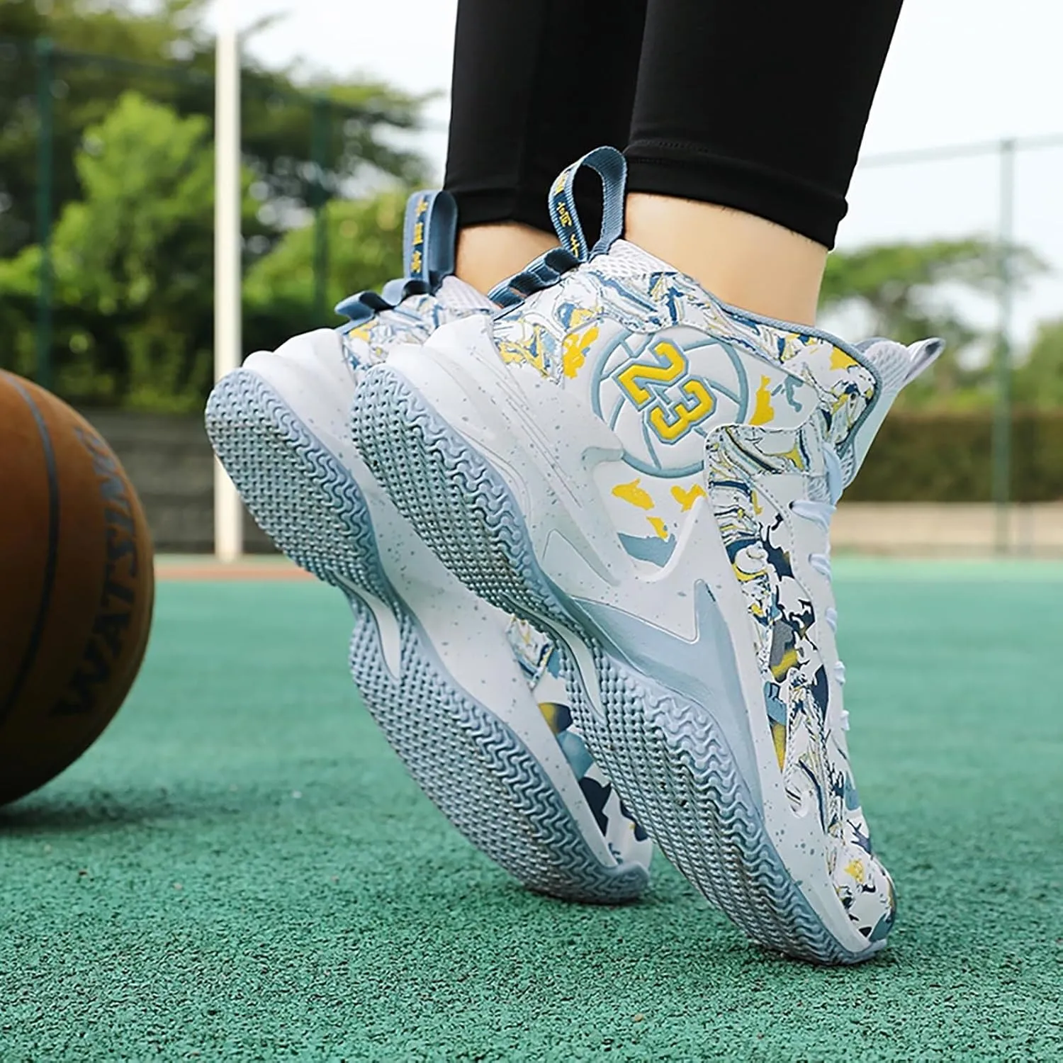 Unisex Breathable Basketball Shoes Anti Slip Wear-Resistant Sports Boots with Grip