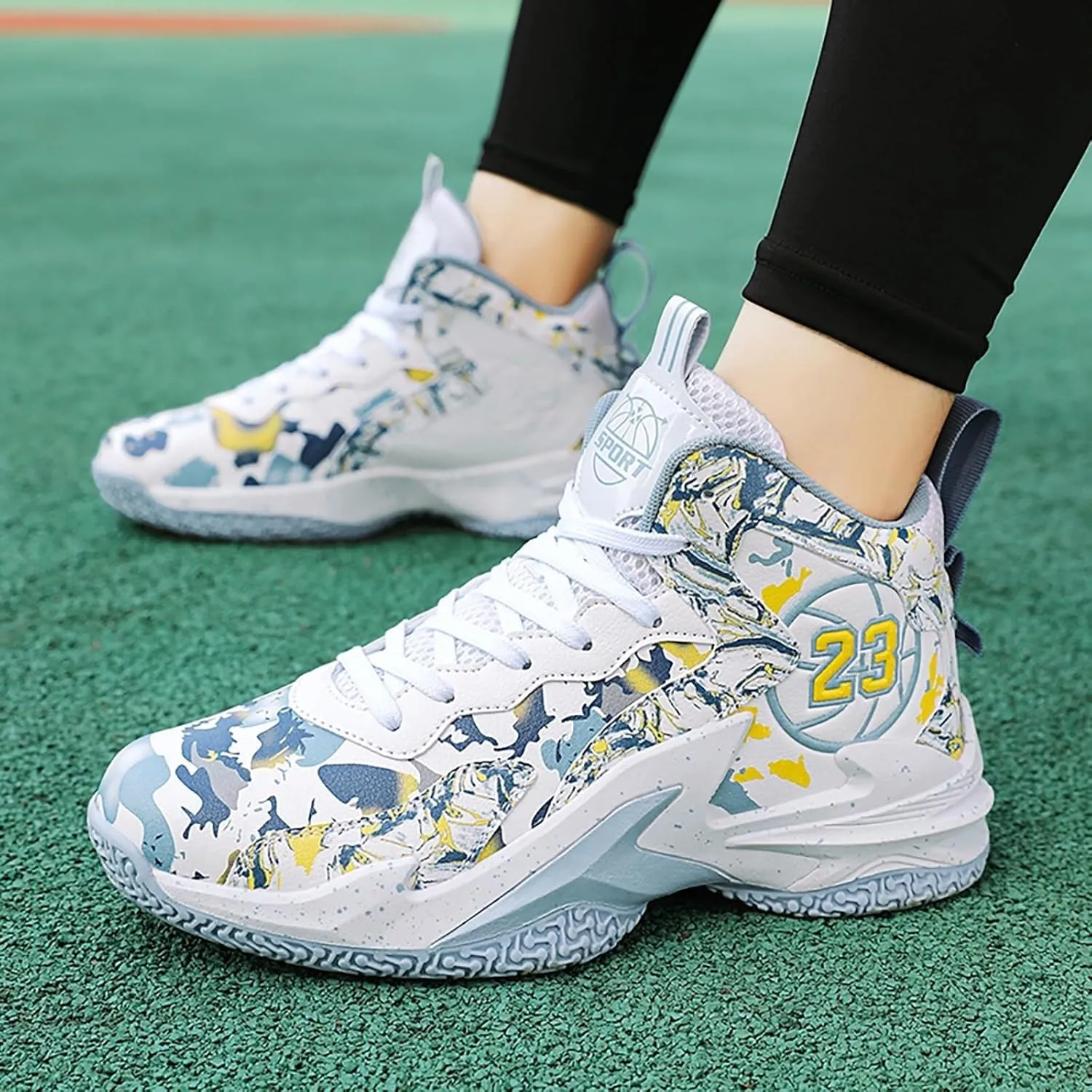 Unisex Breathable Basketball Shoes Anti Slip Wear-Resistant Sports Boots with Grip