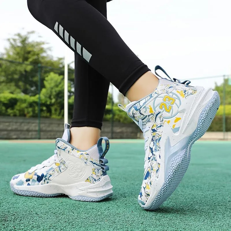 Unisex Kids Basketball Shoes Boys Girls High Top Basketball Shoes Lightweight Comfortable Sneakers for Big Kids