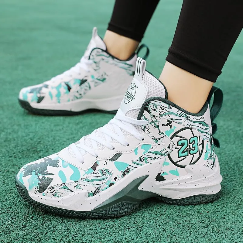 Unisex Kids Basketball Shoes Boys Girls High Top Basketball Shoes Lightweight Comfortable Sneakers for Big Kids