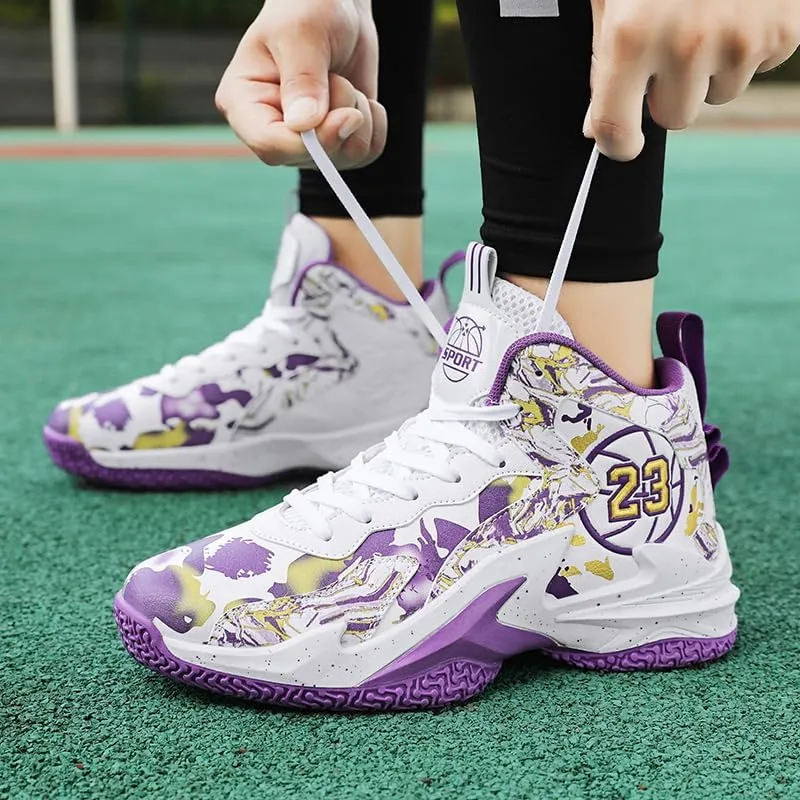 Unisex Kids Basketball Shoes Boys Girls High Top Basketball Shoes Lightweight Comfortable Sneakers for Big Kids