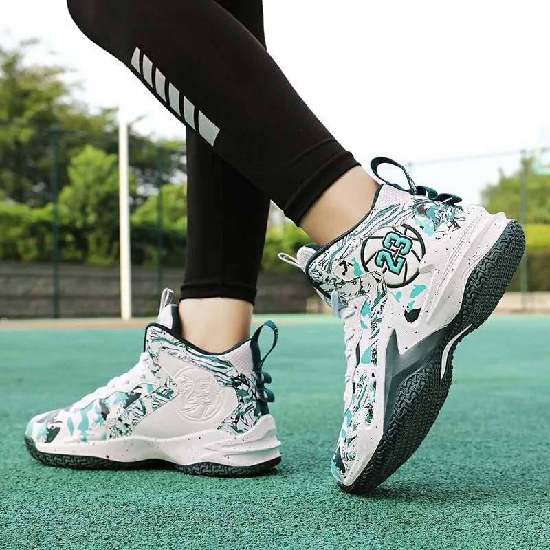 Unisex Kids Basketball Shoes Boys Girls High Top Basketball Shoes Lightweight Comfortable Sneakers for Big Kids