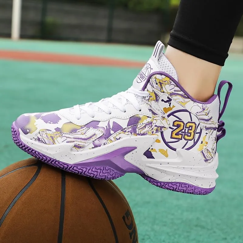 Unisex Kids Basketball Shoes Boys Girls High Top Basketball Shoes Lightweight Comfortable Sneakers for Big Kids