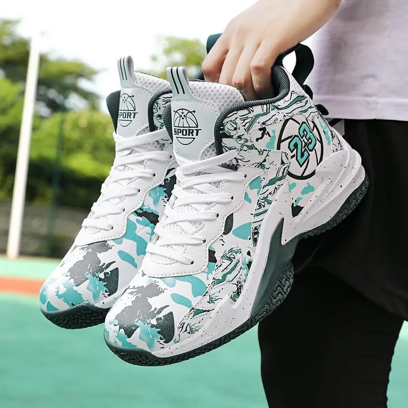 Unisex Kids Basketball Shoes Boys Girls High Top Basketball Shoes Lightweight Comfortable Sneakers for Big Kids