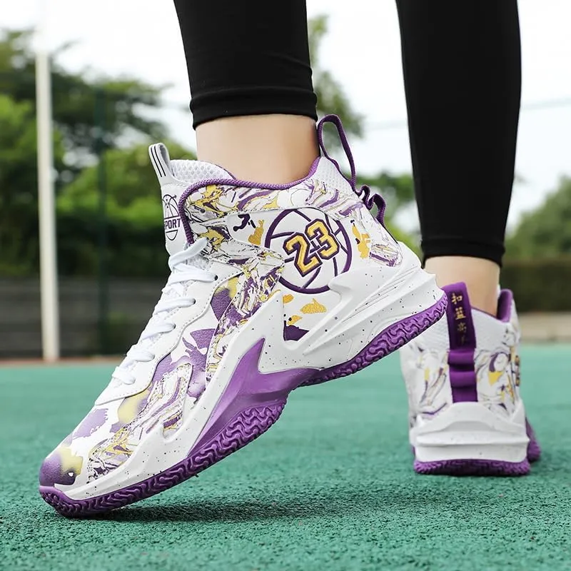 Unisex Kids Basketball Shoes Boys Girls High Top Basketball Shoes Lightweight Comfortable Sneakers for Big Kids