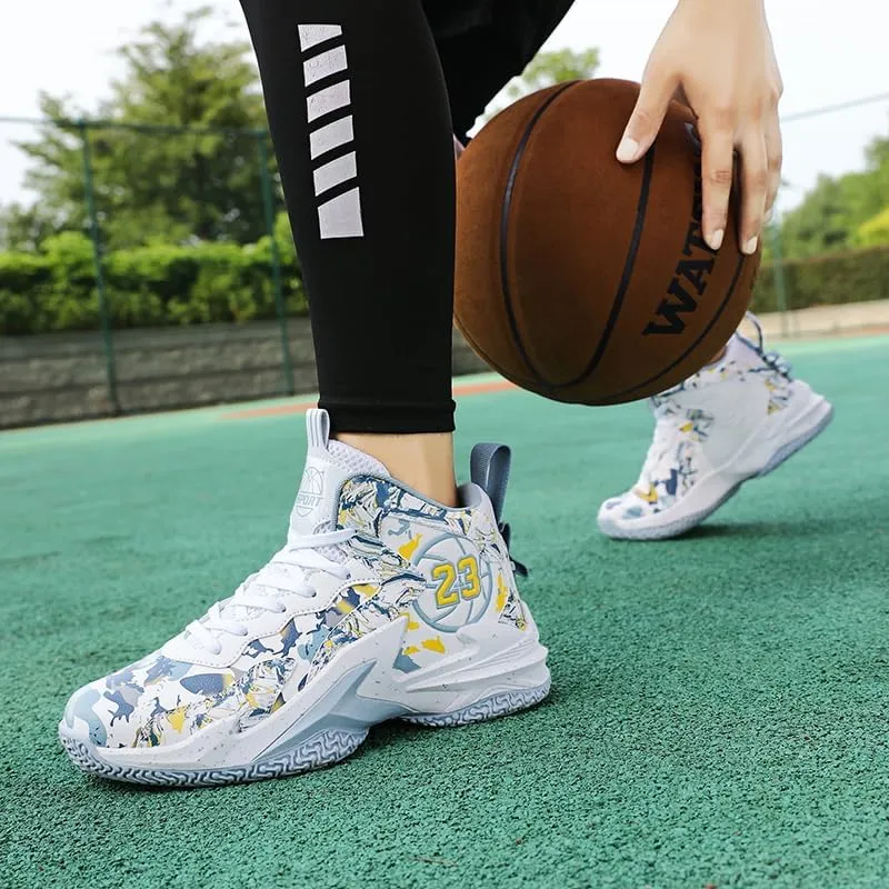Unisex Kids Basketball Shoes Boys Girls High Top Basketball Shoes Lightweight Comfortable Sneakers for Big Kids
