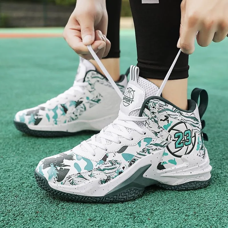 Unisex Kids Basketball Shoes Boys Girls High Top Basketball Shoes Lightweight Comfortable Sneakers for Big Kids