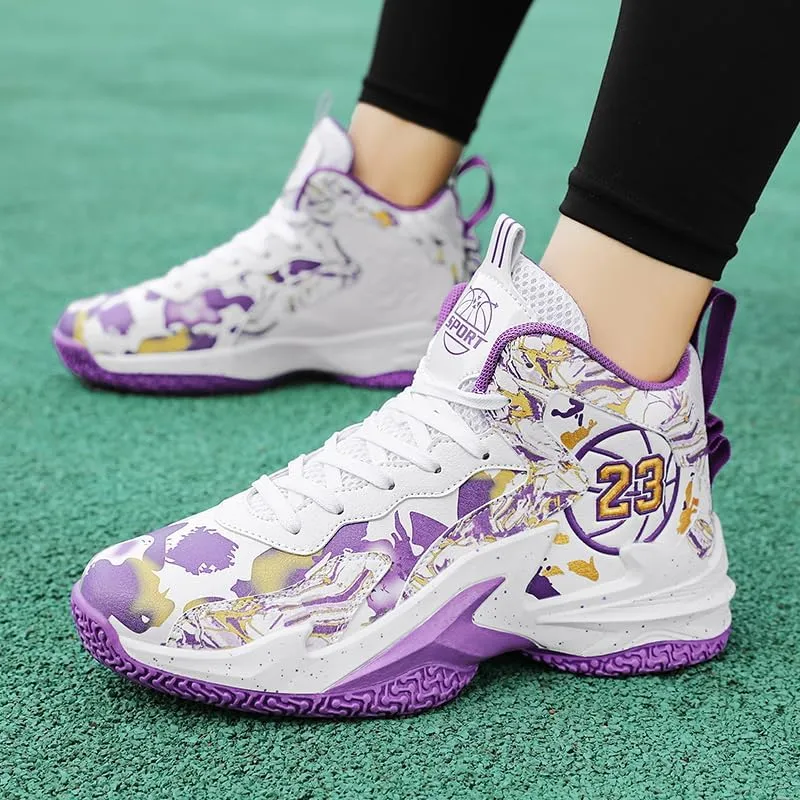 Unisex Kids Basketball Shoes Boys Girls High Top Basketball Shoes Lightweight Comfortable Sneakers for Big Kids