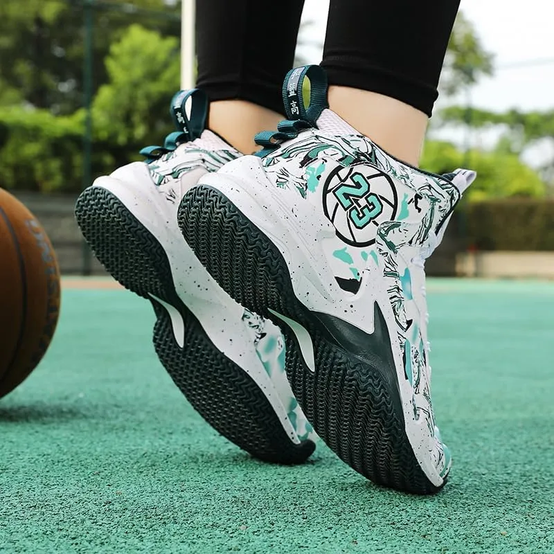 Unisex Kids Basketball Shoes Boys Girls High Top Basketball Shoes Lightweight Comfortable Sneakers for Big Kids