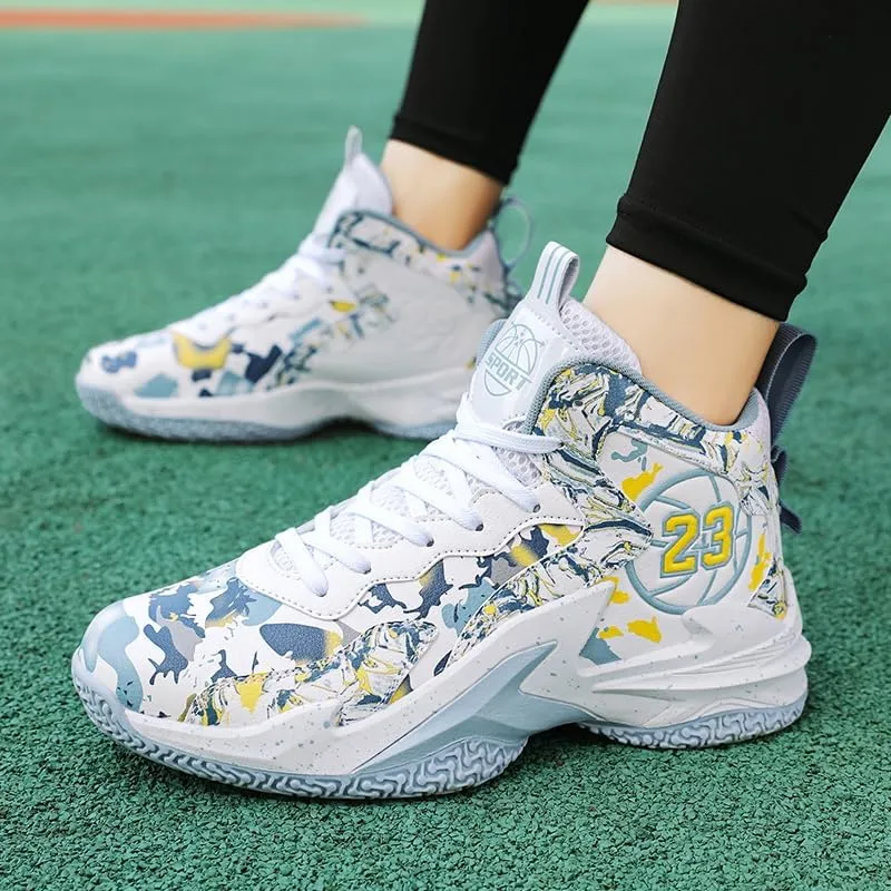 Unisex Kids Basketball Shoes Boys Girls High Top Basketball Shoes Lightweight Comfortable Sneakers for Big Kids