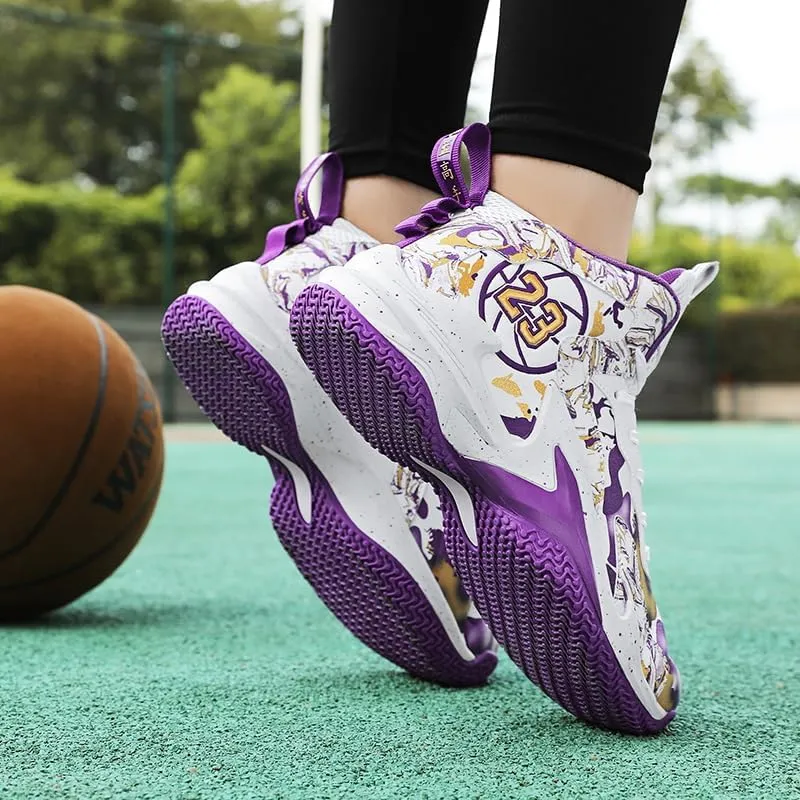 Unisex Kids Basketball Shoes Boys Girls High Top Basketball Shoes Lightweight Comfortable Sneakers for Big Kids