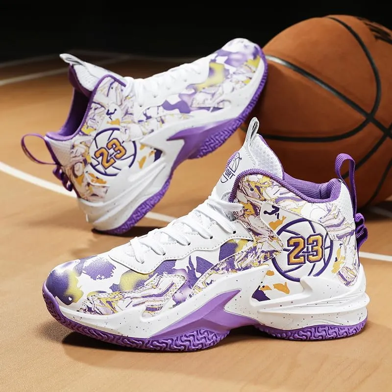 Unisex Kids Basketball Shoes Boys Girls High Top Basketball Shoes Lightweight Comfortable Sneakers for Big Kids