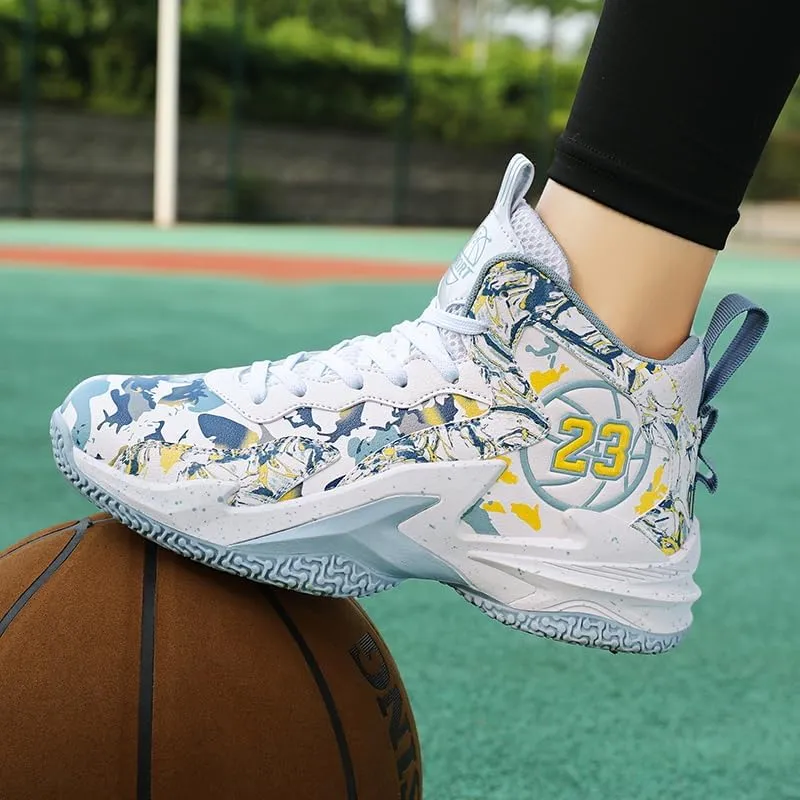 Unisex Kids Basketball Shoes Boys Girls High Top Basketball Shoes Lightweight Comfortable Sneakers for Big Kids