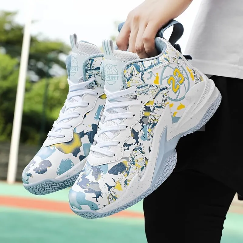 Unisex Kids Basketball Shoes Boys Girls High Top Basketball Shoes Lightweight Comfortable Sneakers for Big Kids