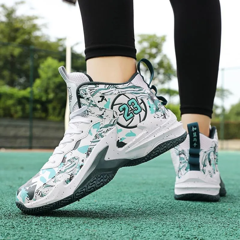Unisex Kids Basketball Shoes Boys Girls High Top Basketball Shoes Lightweight Comfortable Sneakers for Big Kids
